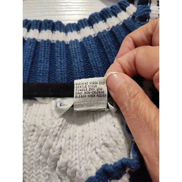 Vintage HORCHOW V Neck Knit Chunky Rugby Preppy Y2K Pullover Sweater Size XLARGE - Picture 3 of 9